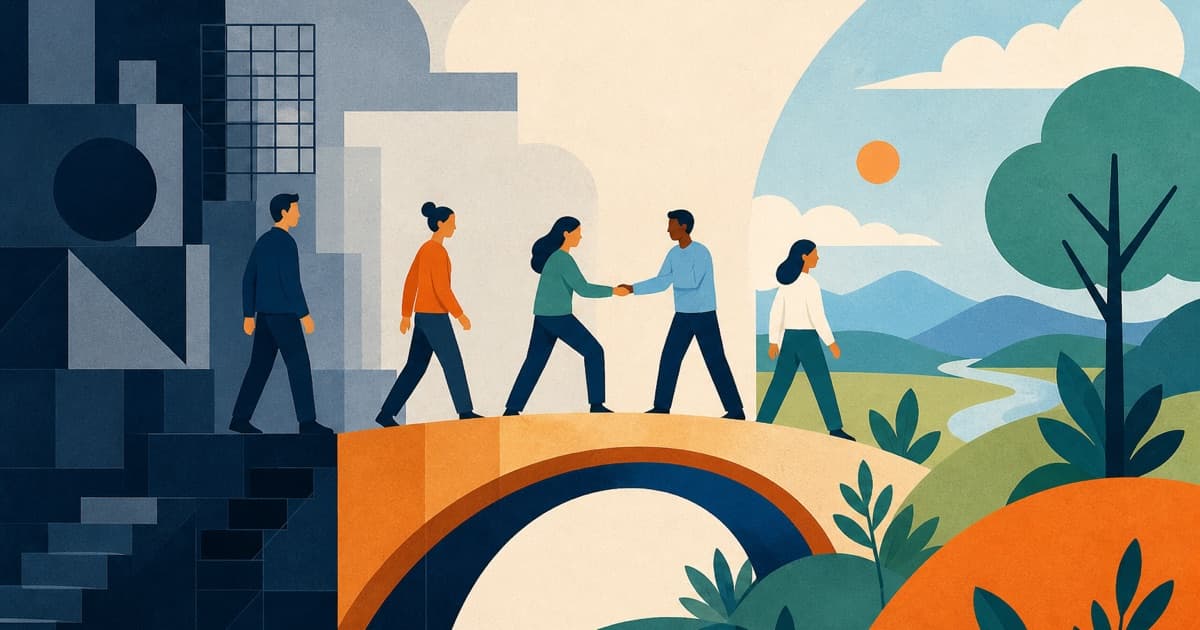 People crossing from a rigid system toward a more adaptive future