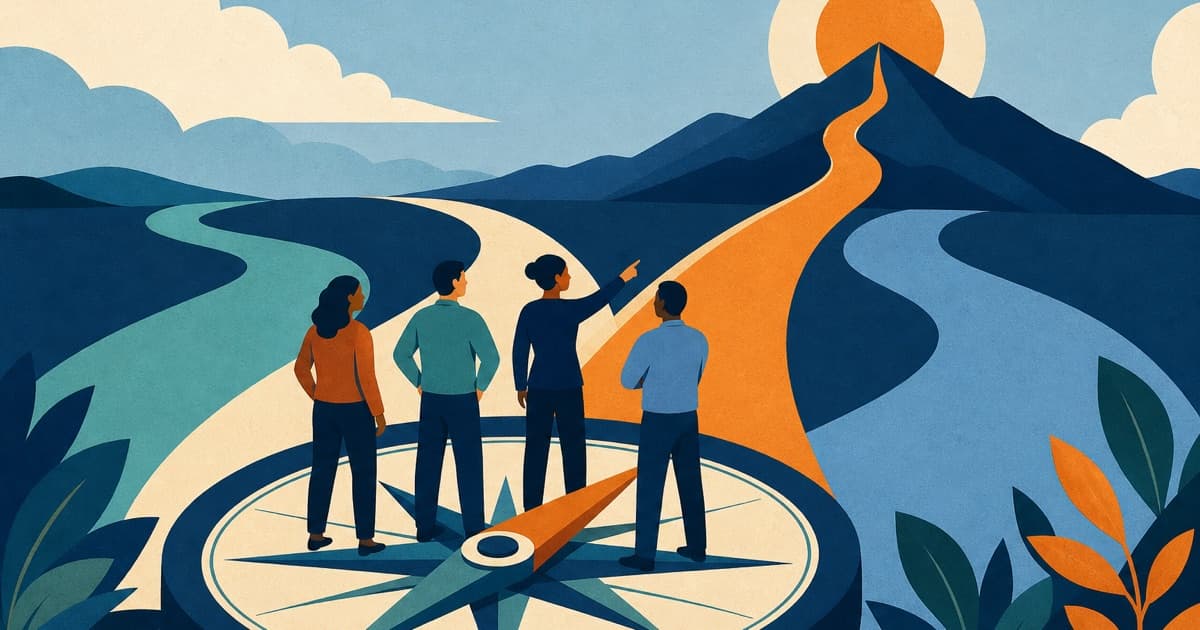A team choosing a path toward a shared strategic destination